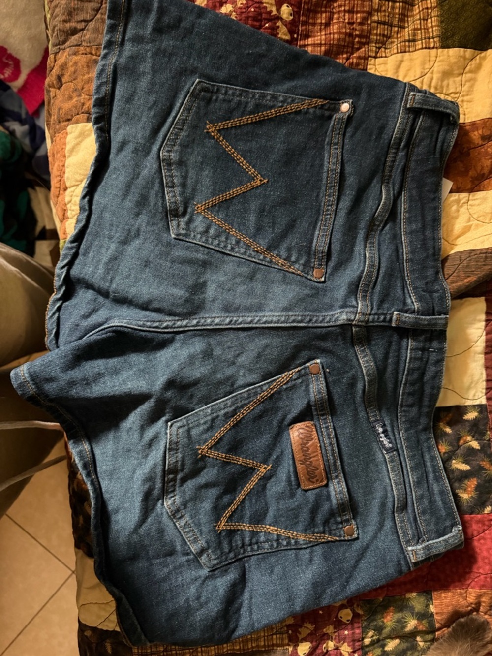 Classic Dark Blue Denim Jean Shorts with Contrast Stitching